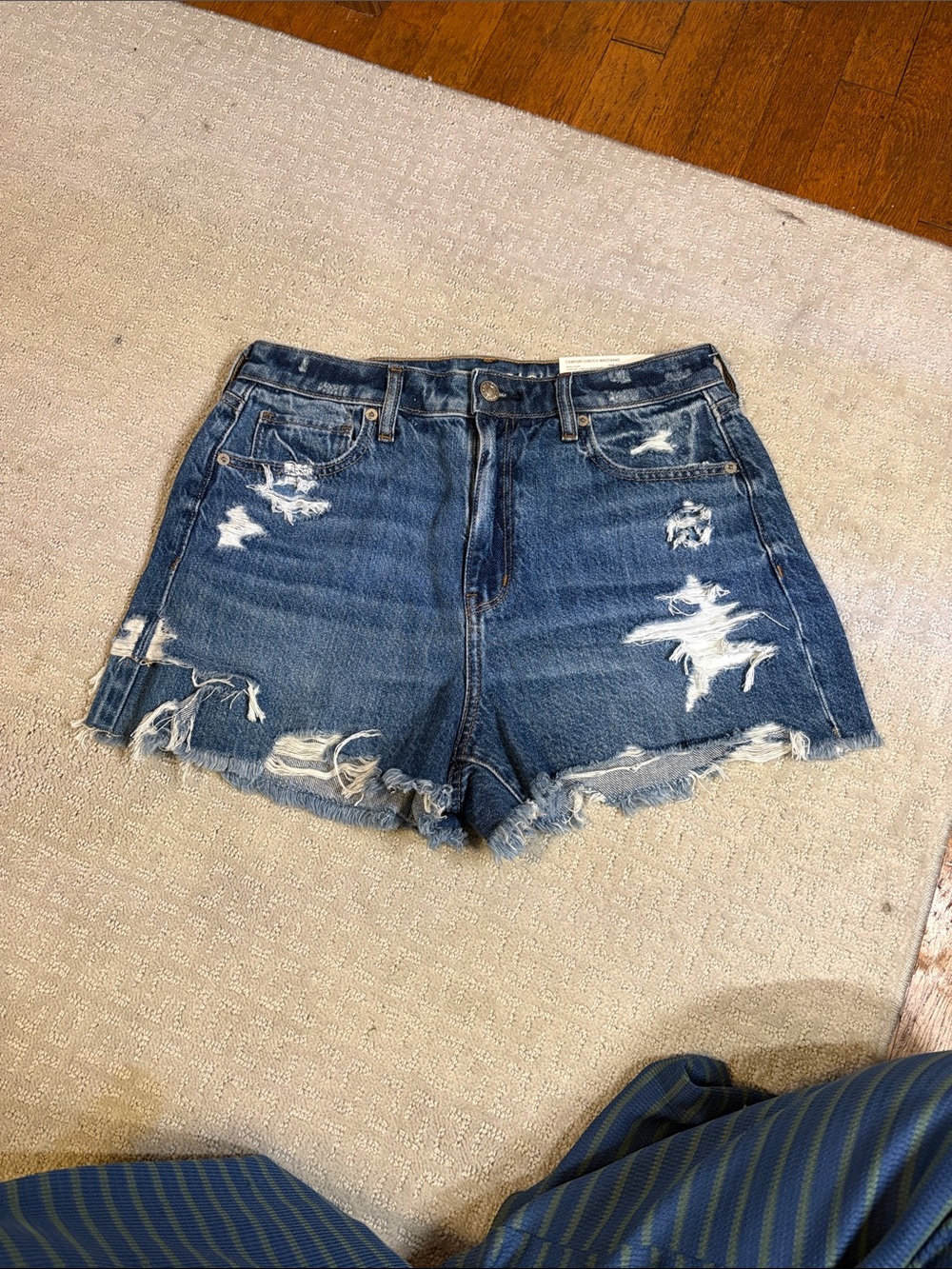 American Eagle Outfitters Distressed Dark Blue Denim Cutoff Shorts